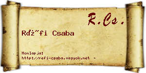 Réfi Csaba névjegykártya